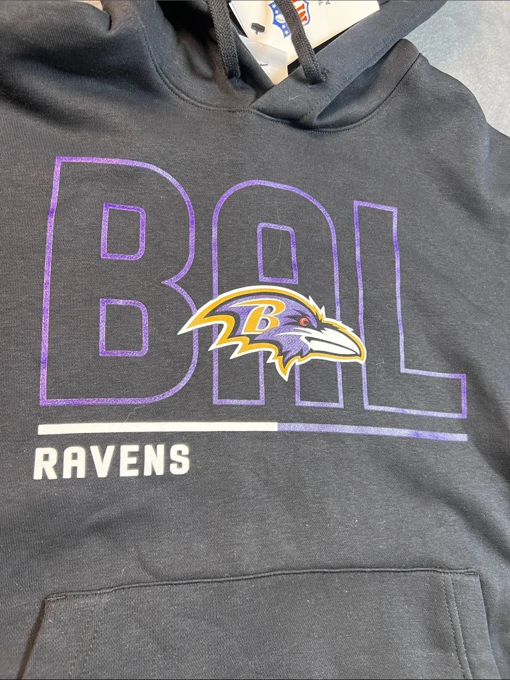 Nike Black Baltimore Ravens Hoodie with Purple & Gold Logo